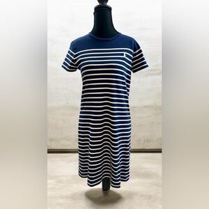 Polo by Ralph Lauren Navy & White Striped Jersey T-Shirt Dress